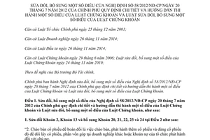 Nghị định 60/2015/NĐ-CP sửa đổi Nghị định 58/2012/NĐ-CP hướng dẫn Luật Chứng khoán