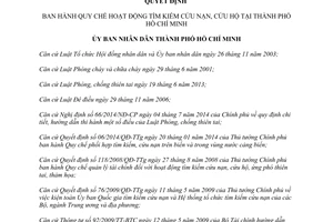 Quyết định 30/2015/QĐ-UBND Quy chế hoạt động tìm kiếm cứu nạn cứu hộ Hồ Chí Minh