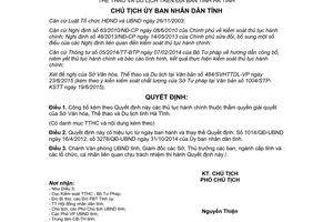 Quyết định 2503/QĐ-UBND 2015 công bố thủ tục hành chính Sở Văn hóa Thể thao Du lịch Hà Tĩnh