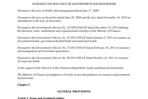 Circular 99/2015/TT-BTC guidance issuance of government backed bonds