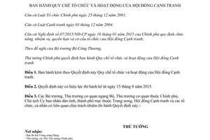 Quyết định 24/2015/QĐ-TTg Ban hành Quy chế tổ chức và hoạt động của Hội đồng Cạnh tranh