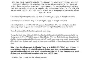 Thông tư 08/2015/TT-NHNN sửa đổi quy định cấp Giấy phép hoạt động ngân hàng thương mại