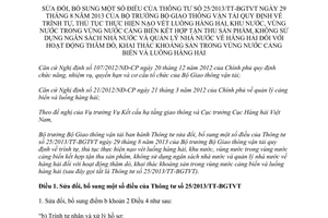 Thông tư 28/2015/TT-BGTVT sửa đổi thủ tục luồng hàng hải vùng nước trong vùng nước cảng biển