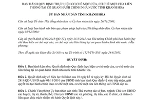 Quyết định 14/2015/QĐ-UBND cơ chế một cửa liên thông tại cơ quan hành chính nhà nước Khánh Hòa