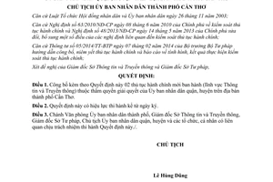 Quyết định 1873/QĐ-UBND 2015 công bố thủ tục hành chính Cần Thơ