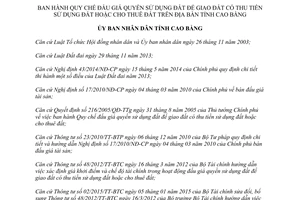 Quyết định 16/2015/QĐ-UBND đấu giá quyền sử dụng đất để giao đất có thu tiền sử dụng đất Cao Bằng