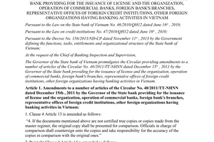 Circular No. 08/2015/TT-NHNN amendments Circular No. 40/2011/TT-NHNN