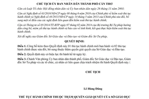 Quyết định 1871/QĐ-UBND 2015 công bố thủ tục hành chính Sở Giáo dục và Đào tạo Cần Thơ