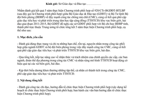 Công văn 2648/BGDĐT-GDTX 2015 tổng kết 5 năm thực hiện chương trình phối hợp chống mù chữ