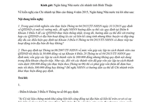 Công văn 3966/NHNN-TTGSNH trả lời kiến nghị trong Báo cáo tháng 4 năm 2015