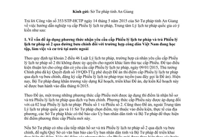 Công văn 577/TTLLTPQG-HCTH 2015 hướng dẫn nghiệp vụ cấp Phiếu lý lịch tư pháp