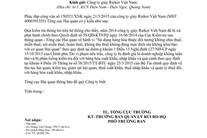 Công văn 5007/TCHQ-QLRR 2015 trả lời công văn 150521/XNK công ty Rieker