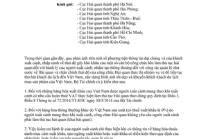 Công văn 7260/BTC-TCHQ 2015 thủ tục đối với hàng hóa mang theo người khi xuất cảnh