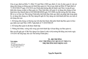 Công văn 38/BXD-QLN 2015 quản lý sử dụng nhà chung cư