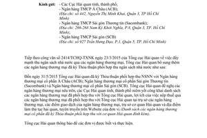 Công văn 5080/TCHQ-TXNK 2015 đẩy mạnh thu ngân sách nhà nước qua các Ngân hàng phối hợp thu