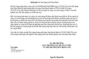 Công văn 41/BXD-QLN 2015 hướng dẫn thực hiện Quyết định 22/2013/QĐ-TTg