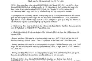 Công văn 42/BXD-QLN 2015 hướng dẫn việc bán nhà ở cũ thuộc sở hữu nhà nước