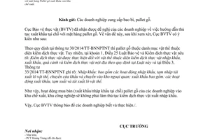 Công văn 1012/BVTV-KD 2015 thủ tục kiểm dịch thực vật mặt hàng Pallet gỗ xuất khẩu khu chế xuất