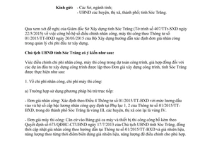 Công văn 650/UBND-XD 2015 công bố hệ số điều chỉnh nhân công máy thi công Sóc Trăng