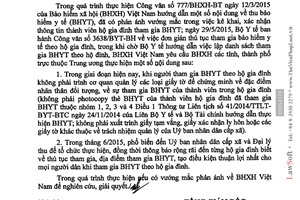 Công văn 2085/BHXH-BT 2015 đơn giản thủ tục tham gia bảo hiểm y tế theo hộ gia đình