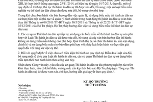 Công văn 1967/BTP-TCTHADS 2015 hướng dẫn sử dụng biểu mẫu thi hành án dân sự