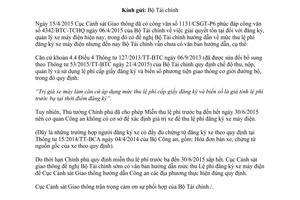 Công văn 1906/CSGT-P6 2015 hướng dẫn mức thu Lệ phí đăng ký xe máy điện