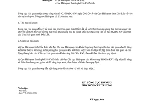 Công văn 5324/TCHQ-GSQL 2015 thủ tục hải quan đối với hàng hóa chịu sự giám sát hải quan