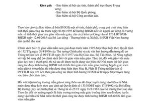 Công văn 2102/BHXH-CSXH 2015 thời gian công tác hưởng bảo hiểm xã hội đối với giáo viên mẫu giáo