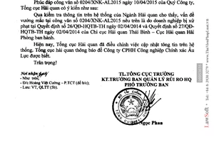 Công văn 5375/TCHQ-QLRR 2015 trả lời vướng mắc trong việc hưởng ân hạn thuế 275 ngày