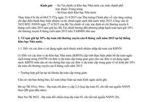 Công văn 7820/BTC-KBNN phương pháp tạm giữ 10% chi thường xuyên 8 tháng cuối năm 2015