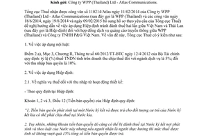 Công văn 2357/TCT-HTQT 2015 áp dụng Hiệp định thuế giữa Việt Nam Thái Lan