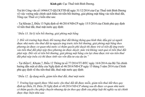 Công văn 2470/TCT-CS 2015 chính sách khấu trừ tiền bồi thường giải phóng mặt bằng vào tiền thuê đất