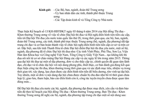 Công văn 1375/BTĐKT-VI 2015 tổ chức Đại hội thi đua yêu nước bộ ngành tỉnh đoàn thể Trung ương
