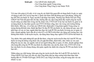 Công văn 940/TLĐ 2015 tăng cường tuyên truyền thực thi Luật phòng chống tác hại của thuốc lá