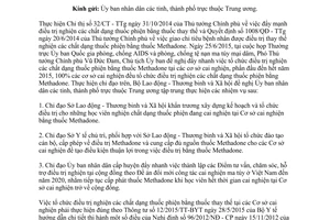 Công văn 2495/LĐTBXH-PCTNXH 2015 điều trị nghiện chất dạng thuốc phiện bằng thuốc Methadone