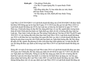 Công văn 1436/BXD-QLN 2015 thực hiện Luật Nhà ở 2014 và Luật Kinh doanh bất động sản 2014