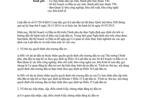 Công văn 4366/BKHĐT-PC 2015 triển khai thi hành Luật Đầu tư