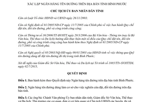 Quyết định 1493/QĐ-UBND 2015 xác lập Ngân hàng tên đường tỉnh Bình Phước