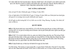 Quyết định 1190/QĐ-TTg 2015 phê duyệt danh mục trang thiết bị y tế có kết cấu đơn giản đã qua sử dụng