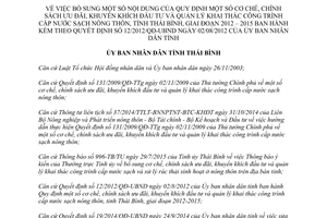 Quyết định 1718/QĐ-UBND 2015 bổ sung chính sách ưu đãi đầu tư nước sạch nông thôn Thái Bình