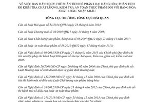 Quyết định 2131/QĐ-TCHQ 2015 quy chế phân tích phân loại hàng hóa kiểm tra chất lượng an toàn thực phẩm