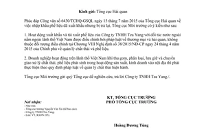 Công văn 1565/TCMT-KSON 2015 nhập khẩu phế liệu đã xuất khẩu nhưng bị trả lại