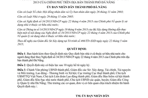 Quyết định 19/2015/QĐ-UBND Bán nhà ở cũ thuộc sở hữu nhà nước theo 34/2013/NĐ-CP Đà Nẵng