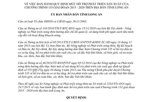 Quyết định 35/2015/QĐ-UBND mức hỗ trợ phát triển sản xuất Chương trình 135 2015 2020 Long An