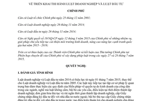Nghị quyết 59/NQ-CP 2015 triển khai thi hành Luật doanh nghiệp Luật đầu tư