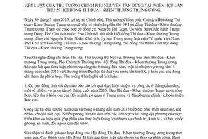 Thông báo 268/TB-VPCP 2015 kết luận của Thủ tướng Nguyễn Tấn Dũng tại Phiên họp lần thứ 59