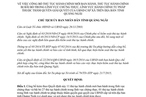 Quyết định 1319/QĐ-UBND thủ tục hành chính lĩnh vực chứng thực hành chính tư pháp Quảng Ngãi 2015