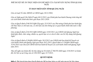 Quyết định 1325/QĐ-UBND phê duyệt đề án thực hiện cơ chế một cửa sở xây dựng Quảng Ngãi 2016