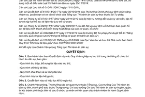 Quyết định 613/QĐ-TCTHADS 2015 nghiệp vụ lưu trữ trong hệ thống tổ chức thi hành án dân sự