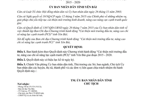 Quyết định 1443/QĐ-UBND 2015 Cải thiện môi trường đầu tư nâng cao chỉ số PCI tỉnh Yên Bái